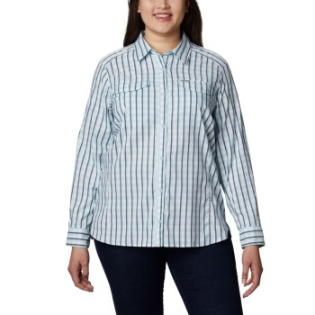 Columbia Silver Ridge Lite Plaid Long Sleeve Plus Size, Camisa Azules Para Mujer | 719864-SYU